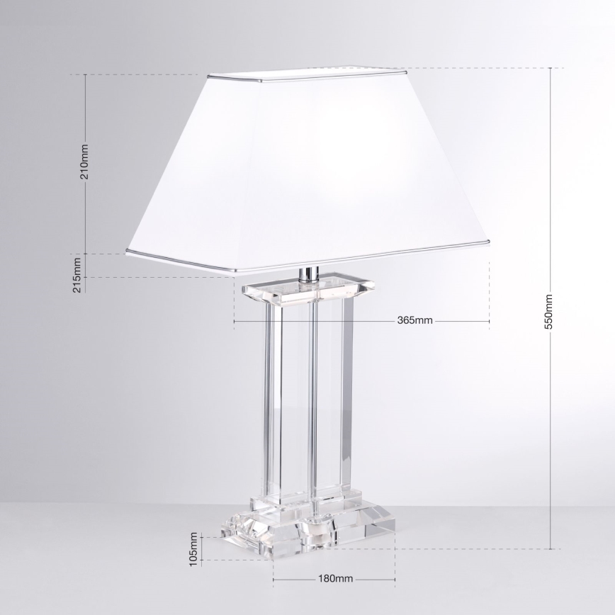 Kristalna stolna lampa VERONIQUE 1xE27/60W/230V bijela/prozirna