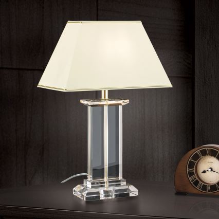 Kristalna stolna lampa VERONIQUE 1xE27/60W/230V krem/prozirna