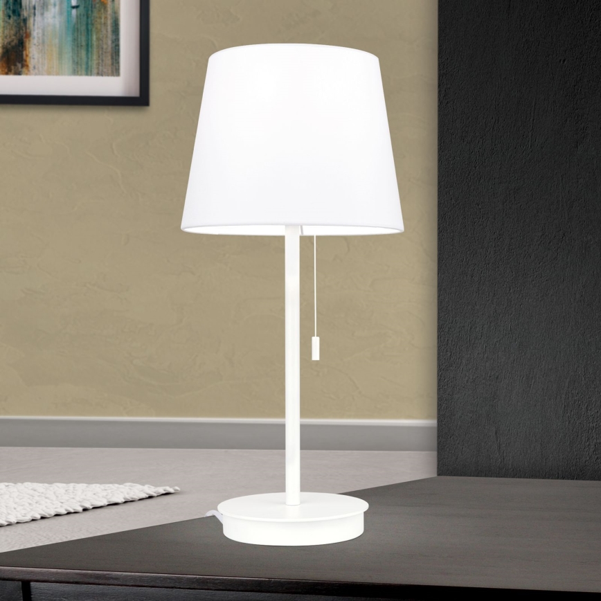 Stolna lampa s USB portom LUDWIG 1xE27/40W/230V 50 cm bijela