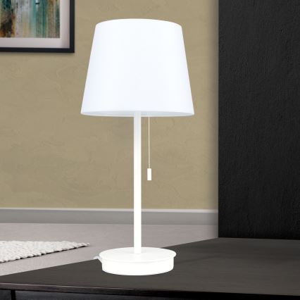 Stolna lampa s USB portom LUDWIG 1xE27/40W/230V 50 cm bijela