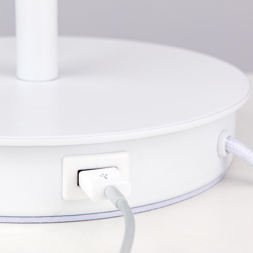 Stolna lampa s USB portom LUDWIG 1xE27/40W/230V 50 cm bijela