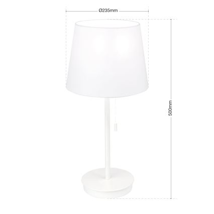 Stolna lampa s USB portom LUDWIG 1xE27/40W/230V 50 cm bijela