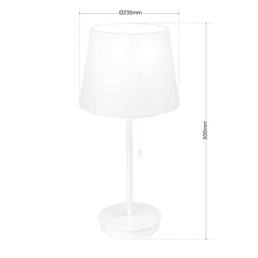 Stolna lampa s USB portom LUDWIG 1xE27/40W/230V 50 cm bijela