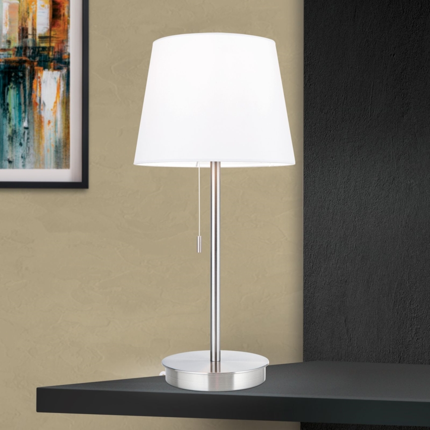 Stolna lampa s USB portom LUDWIG 1xE27/40W/230V 50 cm bijela/mat krom