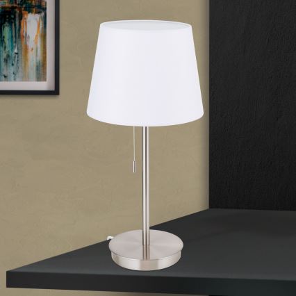 Stolna lampa s USB portom LUDWIG 1xE27/40W/230V 50 cm bijela/mat krom
