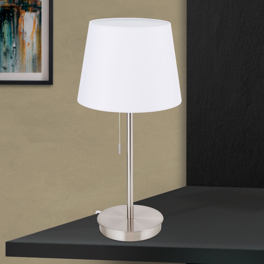 Stolna lampa s USB portom LUDWIG 1xE27/40W/230V 50 cm bijela/mat krom