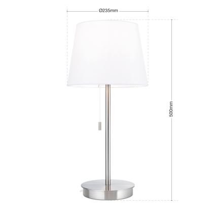 Stolna lampa s USB portom LUDWIG 1xE27/40W/230V 50 cm bijela/mat krom