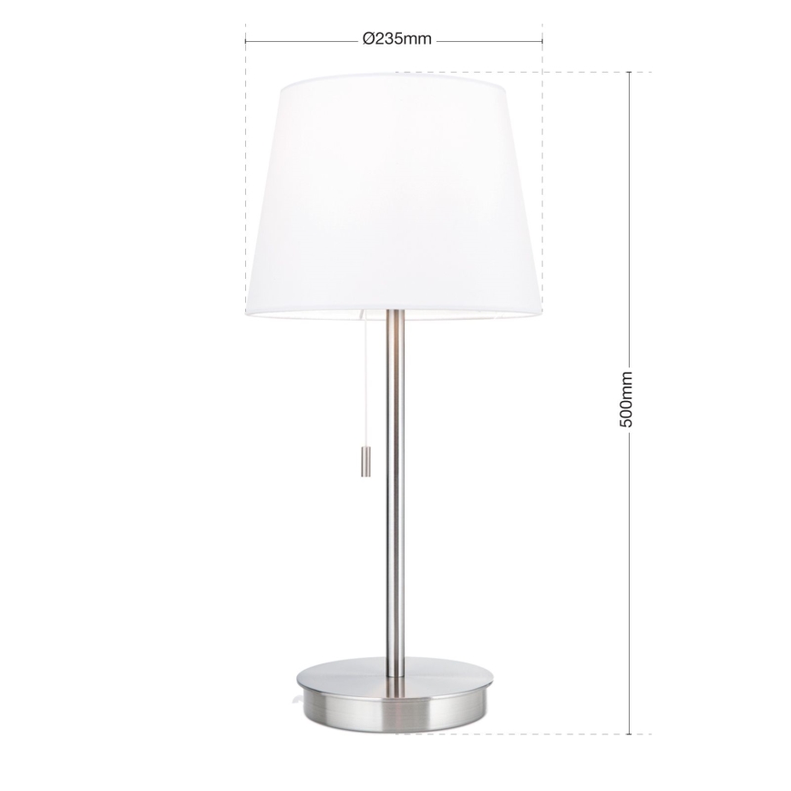 Stolna lampa s USB portom LUDWIG 1xE27/40W/230V 50 cm bijela/mat krom