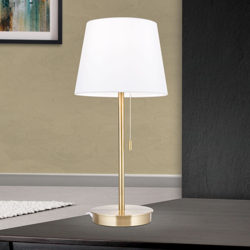 Stolna lampa s USB portom LUDWIG 1xE27/40W/230V 50 cm bijela/zlatna