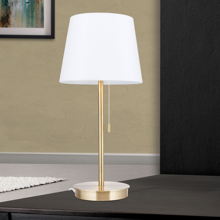 Stolna lampa s USB portom LUDWIG 1xE27/40W/230V 50 cm bijela/zlatna