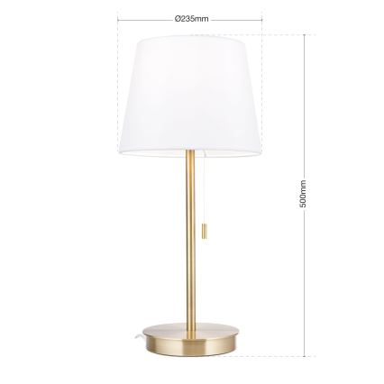 Stolna lampa s USB portom LUDWIG 1xE27/40W/230V 50 cm bijela/zlatna