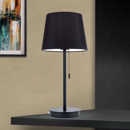 Stolna lampa s USB portom LUDWIG 1xE27/40W/230V 50 cm crna