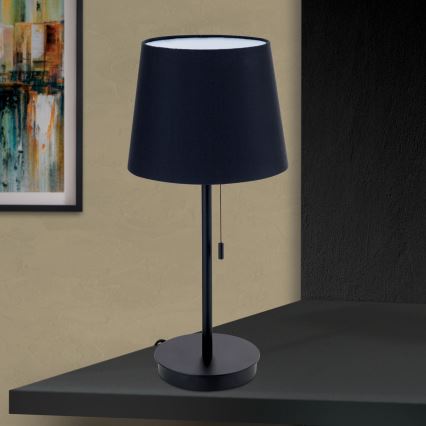 Stolna lampa s USB portom LUDWIG 1xE27/40W/230V 50 cm crna