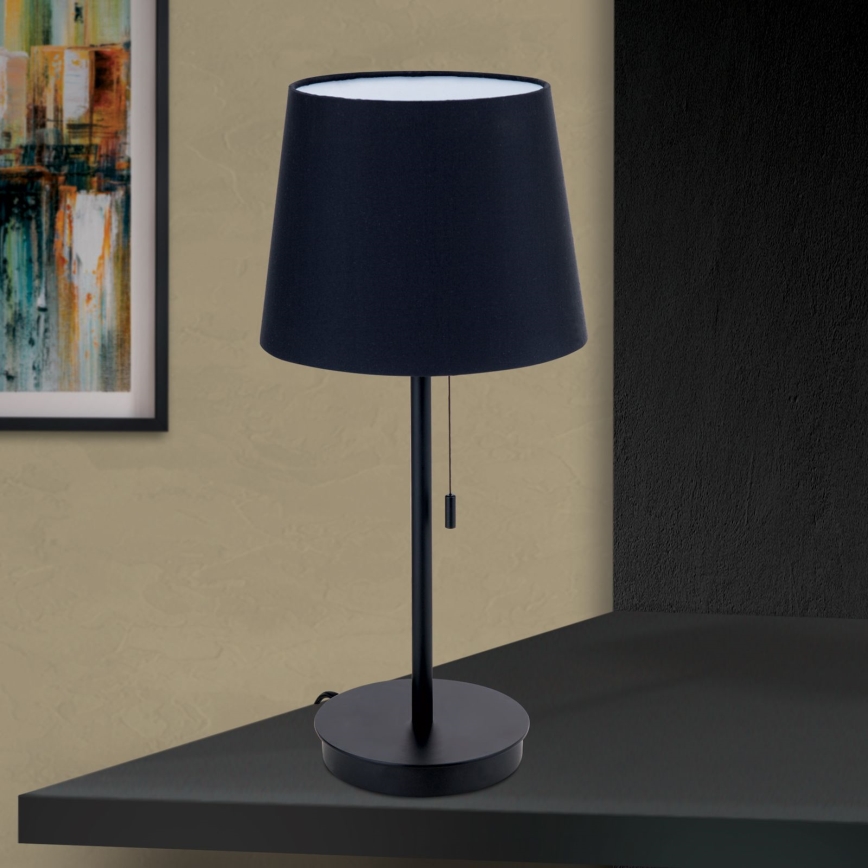 Stolna lampa s USB portom LUDWIG 1xE27/40W/230V 50 cm crna