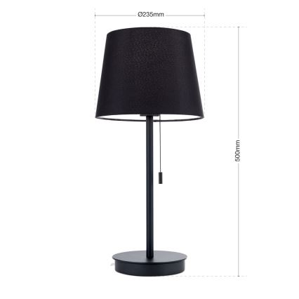 Stolna lampa s USB portom LUDWIG 1xE27/40W/230V 50 cm crna