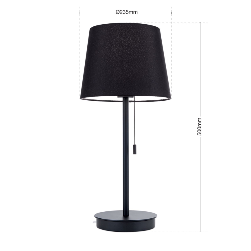 Stolna lampa s USB portom LUDWIG 1xE27/40W/230V 50 cm crna