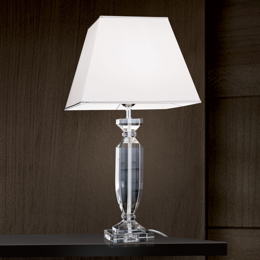 Kristalna stolna lampa POKAL 1xE27/60W/230V bijela/prozirna