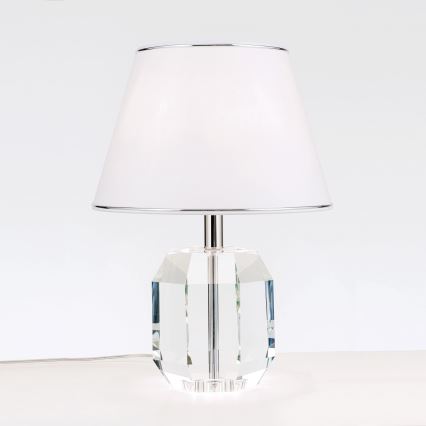Kristalna stolna lampa ALEXIS 1xE27/60W/230V bijela/sjajni krom/prozirna