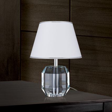 Kristalna stolna lampa ALEXIS 1xE27/60W/230V bijela/sjajni krom/prozirna
