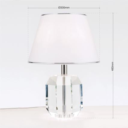 Kristalna stolna lampa ALEXIS 1xE27/60W/230V bijela/sjajni krom/prozirna