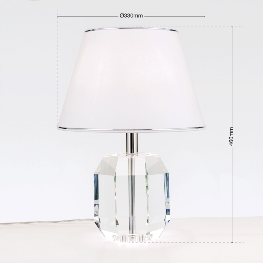 Kristalna stolna lampa ALEXIS 1xE27/60W/230V bijela/sjajni krom/prozirna