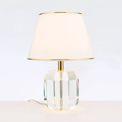 Kristalna stolna lampa ALEXIS 1xE27/60W/230V krem/zlatna/prozirna