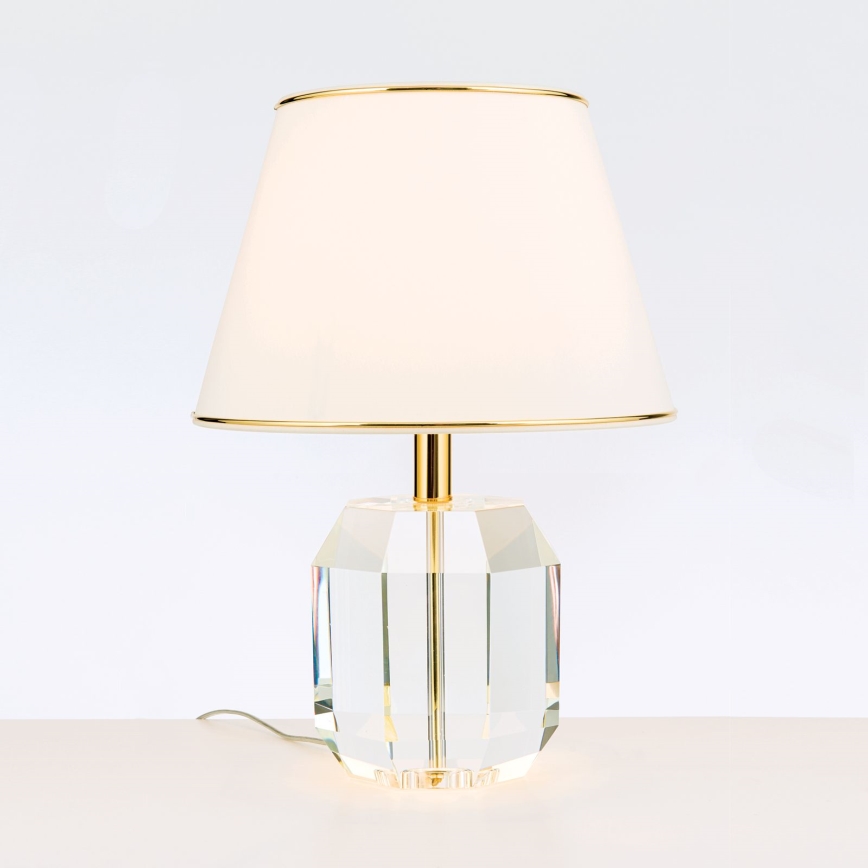Kristalna stolna lampa ALEXIS 1xE27/60W/230V krem/zlatna/prozirna