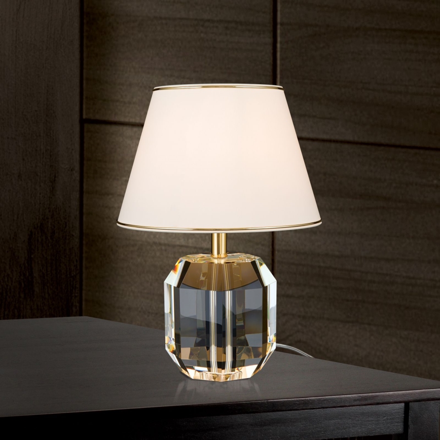 Kristalna stolna lampa ALEXIS 1xE27/60W/230V krem/zlatna/prozirna