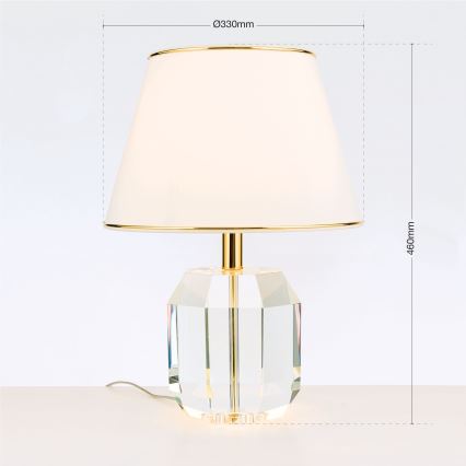 Kristalna stolna lampa ALEXIS 1xE27/60W/230V krem/zlatna/prozirna