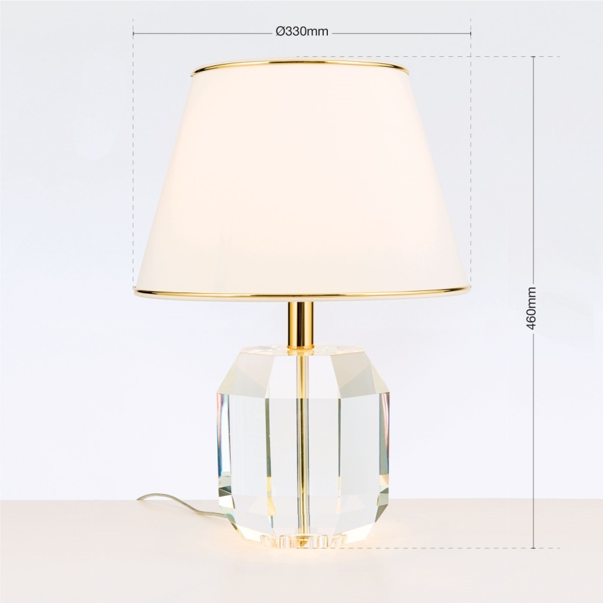 Kristalna stolna lampa ALEXIS 1xE27/60W/230V krem/zlatna/prozirna