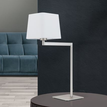Stolna lampa CARLTON 1xE27/40W/230V bijela/mat krom