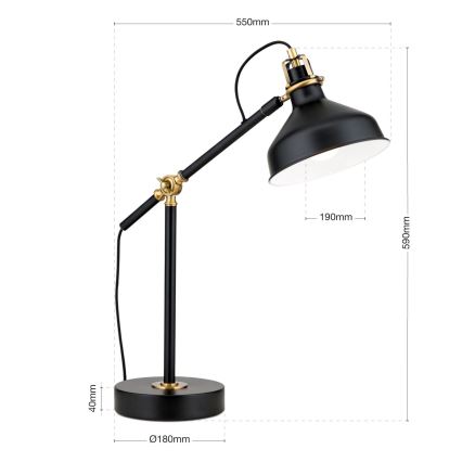 Stolna lampa SCHILLER 1xE27/40W/230V crna/bronca