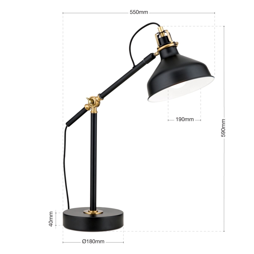 Stolna lampa SCHILLER 1xE27/40W/230V crna/bronca