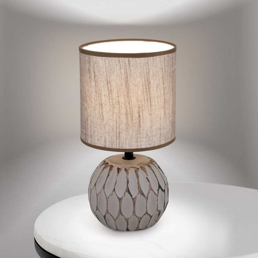 Stolna lampa PINIA 1xE14/25W/230V keramika bež/siva