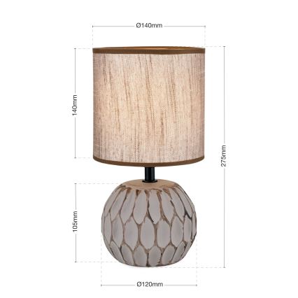 Stolna lampa PINIA 1xE14/25W/230V keramika bež/siva