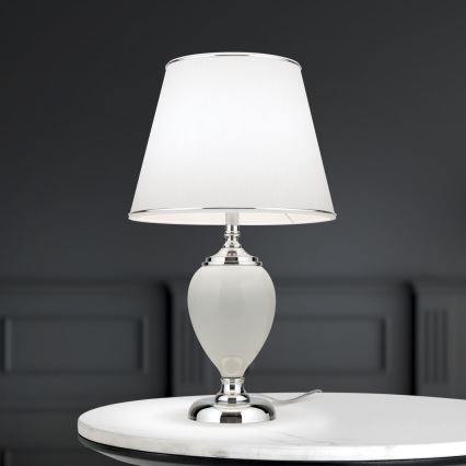 Stolna lampa OVUM 1xE27/40W/230V 48 cm keramika bijela/sjajni krom