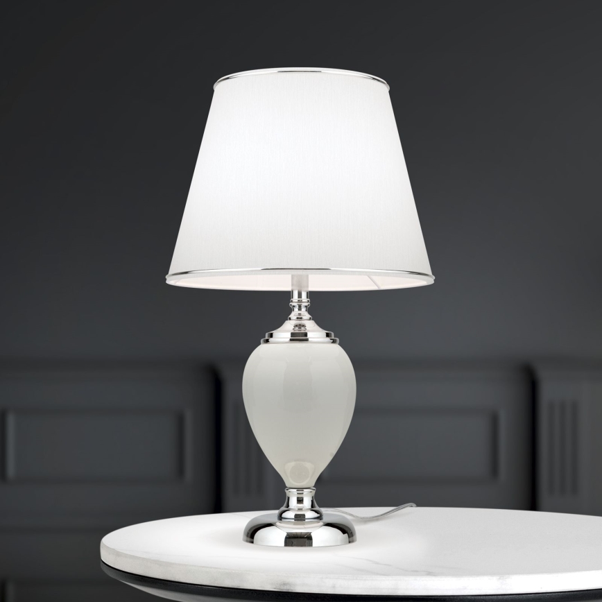 Stolna lampa OVUM 1xE27/40W/230V 48 cm keramika bijela/sjajni krom