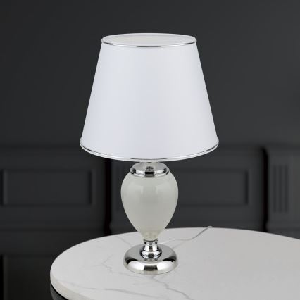 Stolna lampa OVUM 1xE27/40W/230V 48 cm keramika bijela/sjajni krom