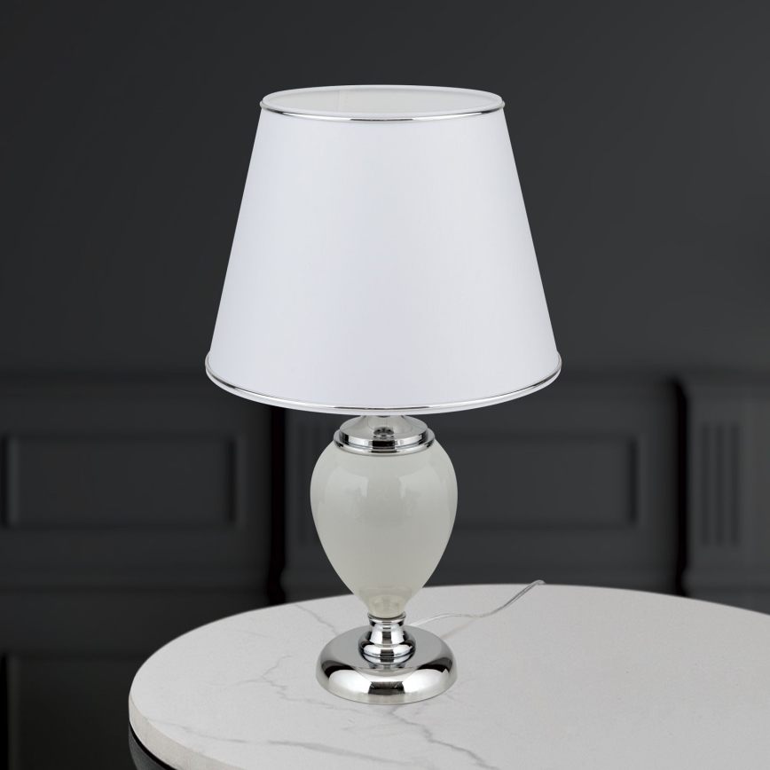 Stolna lampa OVUM 1xE27/40W/230V 48 cm keramika bijela/sjajni krom