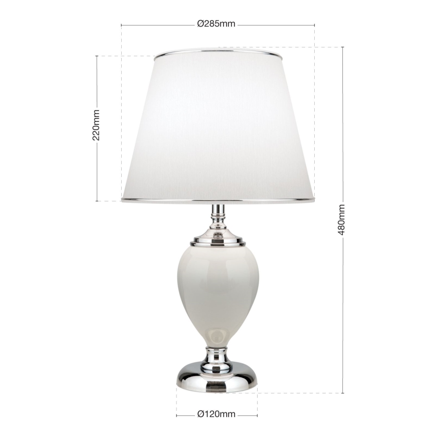 Stolna lampa OVUM 1xE27/40W/230V 48 cm keramika bijela/sjajni krom