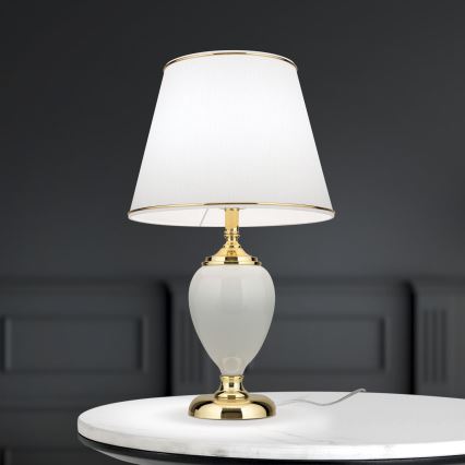 Stolna lampa OVUM 1xE27/40W/230V 48 cm keramika bijela/zlatna