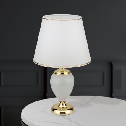 Stolna lampa OVUM 1xE27/40W/230V 48 cm keramika bijela/zlatna