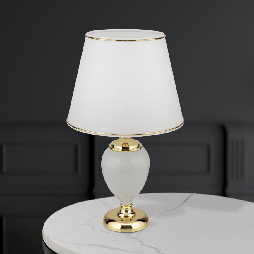 Stolna lampa OVUM 1xE27/40W/230V 48 cm keramika bijela/zlatna