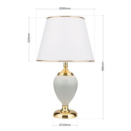 Stolna lampa OVUM 1xE27/40W/230V 48 cm keramika bijela/zlatna