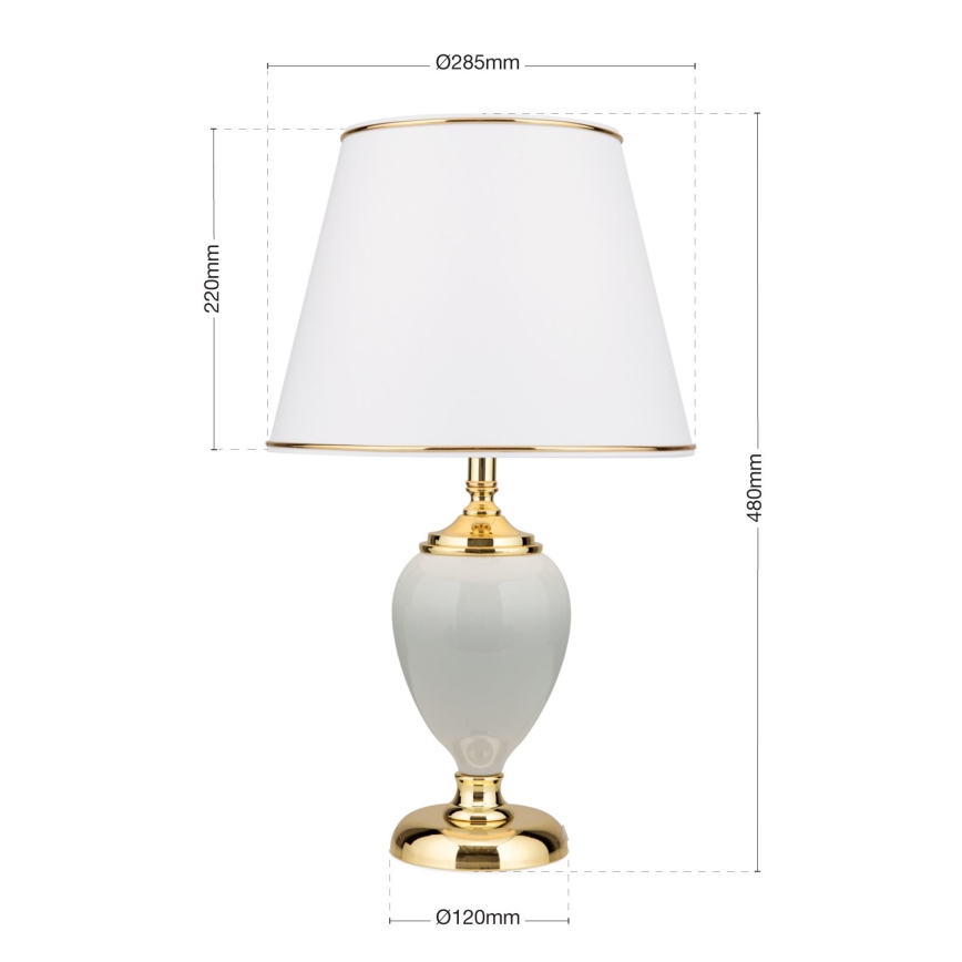 Stolna lampa OVUM 1xE27/40W/230V 48 cm keramika bijela/zlatna