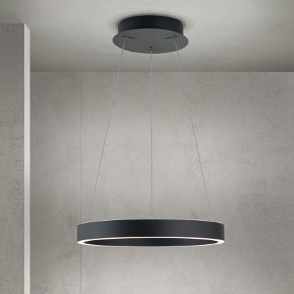 LED luster na sajli s funkcijom prigušivanja KOLK LED/40W/230V 2700/3000/4000K promjer 40 cm crna