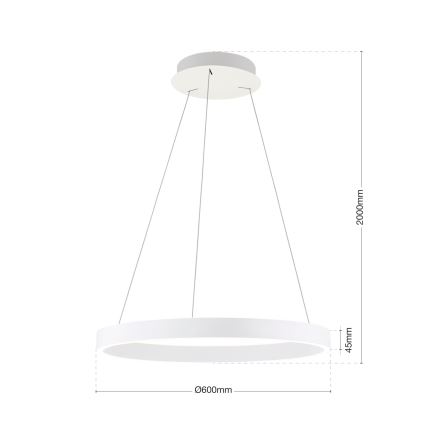 LED luster s mogućnošću prigušivanja na sajli KOLK LED/60W/230V 2700/3000/4000K Ø 60 cm bijela