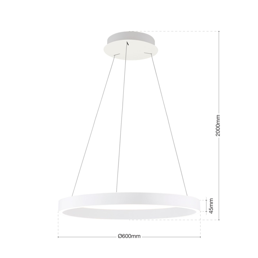 LED luster s mogućnošću prigušivanja na sajli KOLK LED/60W/230V 2700/3000/4000K Ø 60 cm bijela