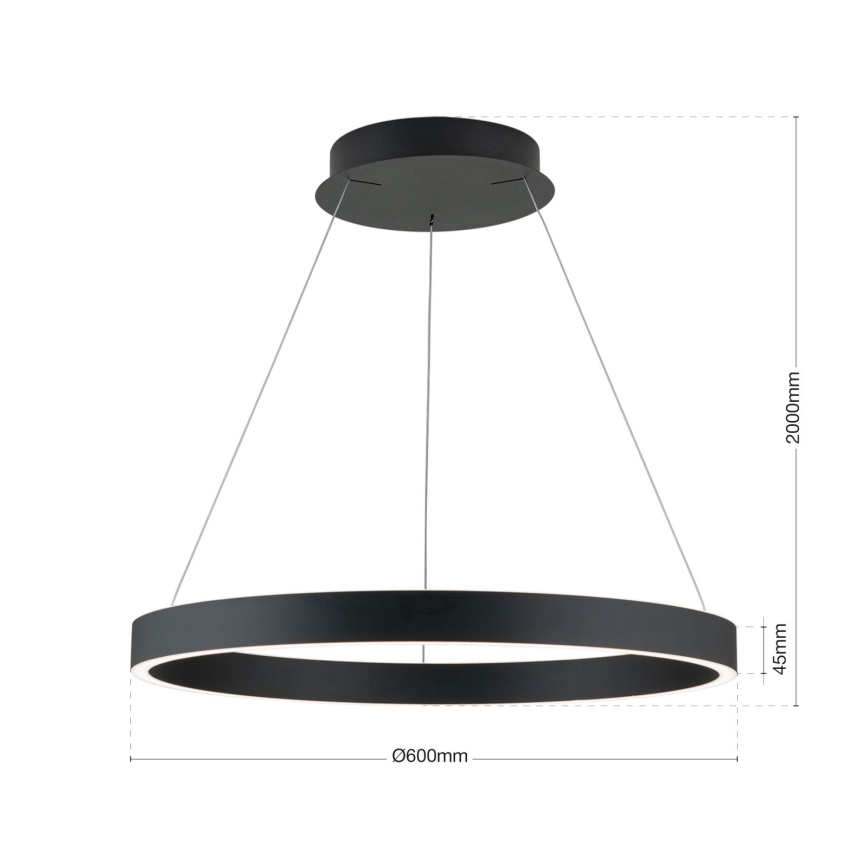 LED luster s mogućnošću prigušivanja na sajli KOLK LED/60W/230V 2700/3000/4000K Ø 60 cm crni