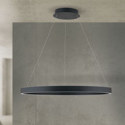 LED prigušivi luster na sajli KOLK LED/80W/230V 2700/3000/4000K Ø 80 cm crna